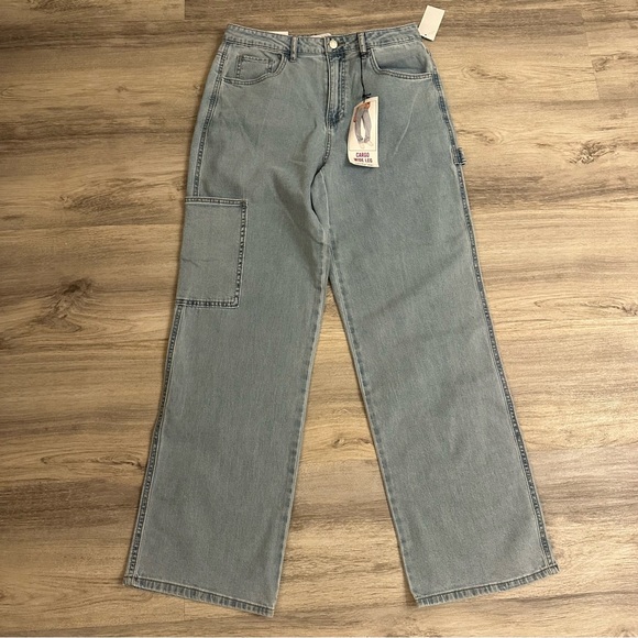 NWT Vanilla Star Cargo Wide Leg Jeans  28W / 7 carpenter jeans - Picture 3 of 9
